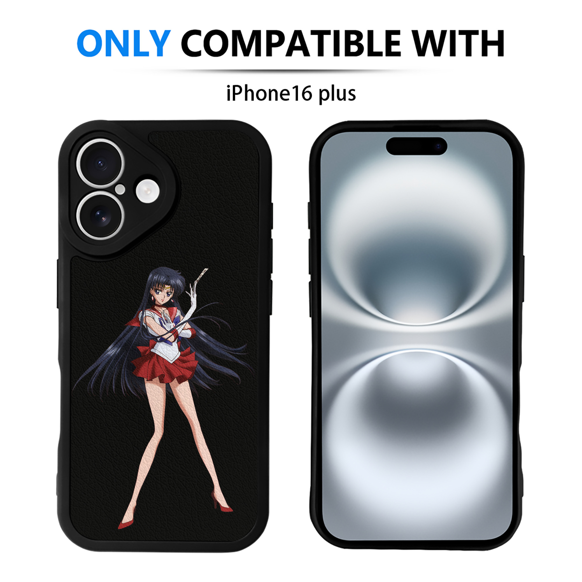 （画像用） 美少女戦士セーラームーン 火野レイ ひの レイ Sailor Moon Hino Rei （セーラーマーズ,Sailor Mars） 【iPhone 16シリーズ対応】シリコンスマホケース（レザー調） 材質：シリコン